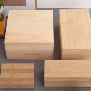 Eco Friendly Bamboo Rectangular Wooden Box with Pine Engraving for Desktop Storage and Christmas Gift Packaging