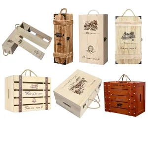 Eco Friendly Bamboo Wine Boxes Engraved Wine Packaging Boxes for Beverage Use Square Shape Custom