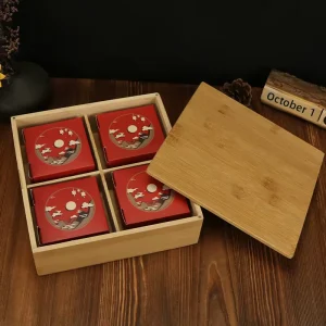 Eco Friendly Bamboo Wood Rectangle Storage Box Handcrafted Mid Autumn Festival Gift Box Engraved Wall Signs