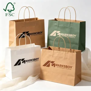 Eco Friendly Biodegradable Kraft Paper Takeaway Bag Wide Bottom Stable Base Packaging for Bakery Bread Cookie Food Shopping