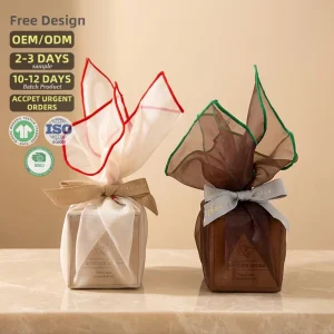 Eco Friendly Biodegradable Organza Fabric Gift Wrap Reusable Recyclable Overlock Stitch Promotion Packaging Cloth