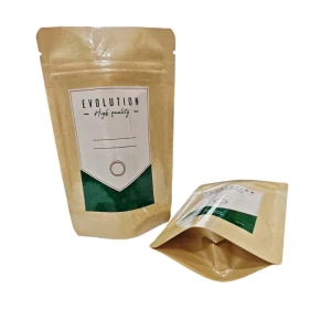 Eco Friendly Brown Kraft Food Paper Bag with Ziplock Stand up Pouch Packaging PE Plastic Zip Lock