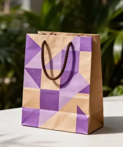 Eco Friendly Classic Coffee Soda Tea & Juice Kraft Paper Shopping Gift Bags with Offset Printing and Flat Handles