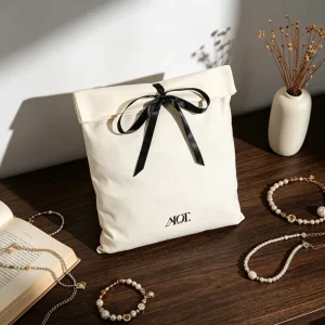 Eco Friendly Clothing Storage Custom Logo Printed Cotton Linen Dustproof Envelope Pouch Organic Muslin Handbag Cotton Dust Bag
