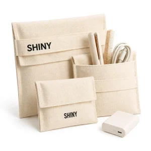 Eco Friendly Cotton Envelope Style Dust Covers Toiletries Storage Custom Logo Printed Reusable Portable Washable