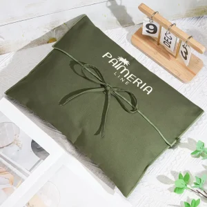 Eco Friendly Cotton Twill Clothing Scarf Wig Packing Envelope Bag Custom Logo Printed Cotton Dust Envelope Pouch With Ribbon