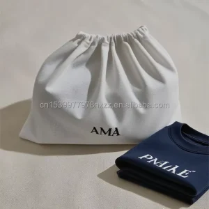 Eco Friendly Custom Color White Cotton Drawstring Dust Cover Bags with Custom Logo for Shopping Gift Cosmetic Jewelry Packaging