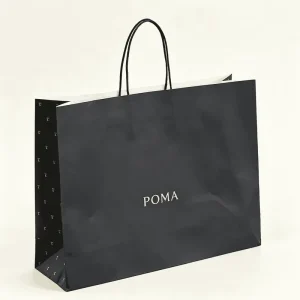 Eco Friendly Custom Logo Kraft Paper Shopping Bags Black Paper Bags Gold Foil for Apparel Gifts Retail Packaging