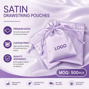 Eco Friendly Custom Logo Silk Satin Jewelry Dust Bags Drawstring for Gift Packaging Jewelry Perfume Pouch