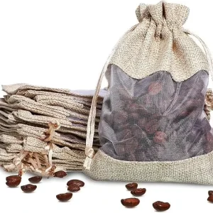Eco Friendly Custom Packaging Organza Drawstring Bags with Sheer Window Gift Screen Printed Jewellery Sack