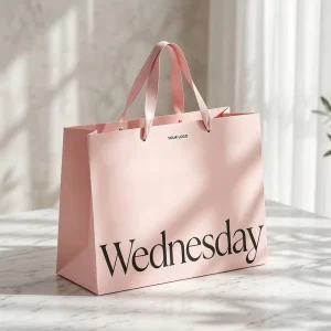 Eco Friendly Custom Paper Bag with Ribbon Handle Branded Shopping Bag for Apparel Cosmetic Gift