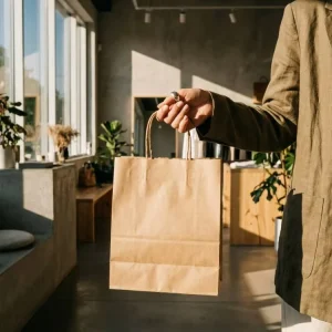 Eco Friendly Custom Size & Color Kraft Paper Shopping Bag with Multiple Customizable Handles (UV Coated)