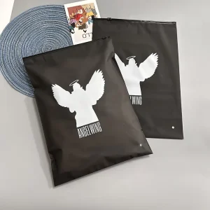 Eco Friendly Custom Transparent Frosted Zip Bag Logo Printed Black Ziplock Bag Poly Plastic Sealed Packaging Bags for Clothing