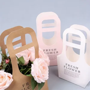 Eco Friendly Disposable Paperboard Flower Bag Waterproof Foldable Bouquet Packaging Food Grade Bronzing Women’s Day Florists