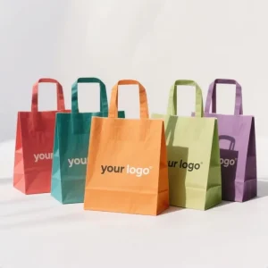 Eco Friendly Durable Custom Luxury Kraft Paper Gift Shopping Bag Ribbon Handle Reusable Recyclable Promotion Supermarket
