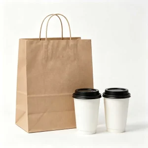 Eco Friendly Durable Customized Food Business Kraft Paper Carry Bag with Handle Printing Style Promotion Restaurants