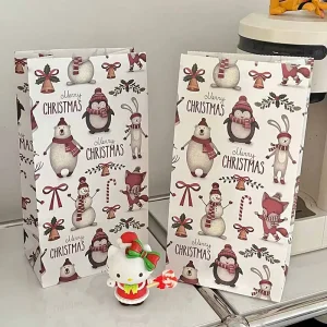 Eco-Friendly Flat Bottom Printed Colorful Christmas Gift Paper Shopping Bags for Supermarket Promotion