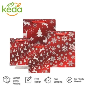 Eco Friendly Foldable Paper Tote Bags for New Year Celebration Present Packaging Apparel Storage Reusable Bulk