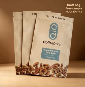 Eco Friendly Food Grade Kraft Bag Zipper Stand up Bag with Window for Coffee Bean Tea Dried Fruit Snack Packaging