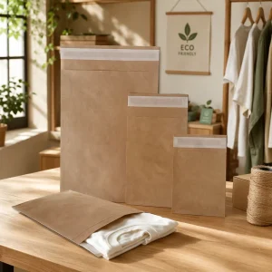 Eco Friendly Handmade Kraft Paper Mailer Bag Self Adhesive Seal Recyclable Shipping Envelope Custom Logo Promotion Clothing
