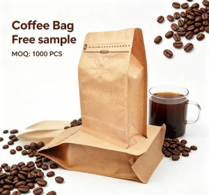 Eco Friendly Kraft Paper Coffee Bag Stand up Bag with Valve for Roasted Bean Packaging 250g 500g Doypack Pouch
