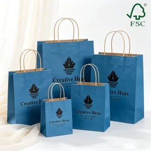 Eco Friendly Kraft Paper Gift Bags Custom Printed Carrier Bags Strong Retail Packaging Apparel Boutique Shopping Bags