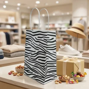 Eco Friendly Kraft Paper Packaging Bags with Custom Logo for Sandwich Flowers Retail Displays