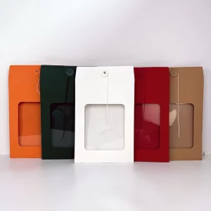 Eco Friendly Kraft Window Paper Bag Custom Print String Seal Button Paper Pouch for Tea Cookie Snack Gift Packaging