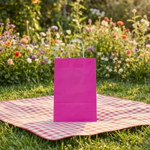 Eco Friendly Modern Stylish Color Stripe Paper Bag Recyclable Kraft Paper Bags for Birthday Gift Packing With Handle