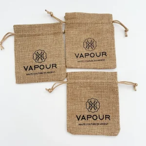 Eco Friendly Natural Colorful Faux Linen Drawstring Bag Jute Burlap Hemp Dust Bag Pouch with Printed