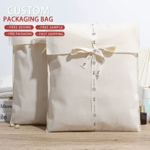 Eco-Friendly Natural Cotton Envelope Purse Scarf Shoe Packaging Pouch Organic Custom Logo Printed Cotton Gift Dust Bag