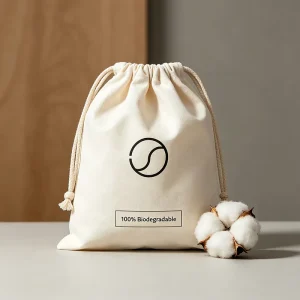 Eco Friendly Organic Cotton Drawstring Bag Custom Logo Natural Muslin Pouch Cotton Dust Bag Shoes Jewelry Packaging