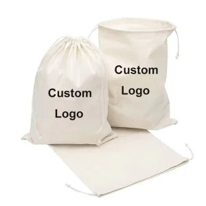 Eco Friendly Organic Cotton Drawstring Jewelry Gift Pouch Custom Logo Folding Style Multi Size Dust Bag Option