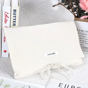 Eco Friendly Organic Muslin Envelope Bag for Scarf Dress Custom Printed Logo Calico Cotton Wallet Clothes Dust Bag