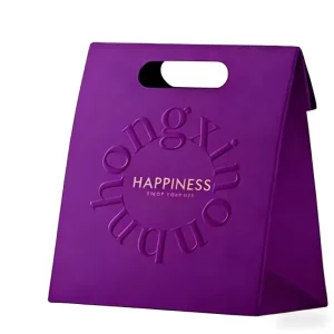 Eco Friendly Pink Paper Gift Bags With Embossed Logo Custom Printed for Makeup Retail Boutique Custom Packaging Paper Bags