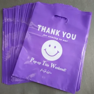Eco Friendly Plastic Bags Personalized Logo Printed Die Cut PE LDPE HDPE Plastic Clothing Packaging Heat Seal ‘Thank You’ Bags