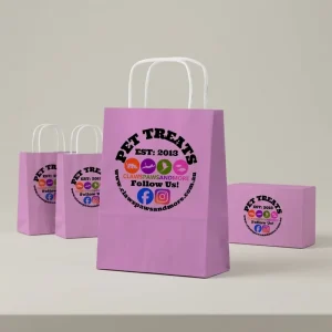 Eco Friendly Printed Paper Gift Bags with Reinforced Handles for Boutique Apparel Footwear and Specialty Retail Displays