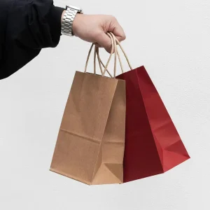 Eco Friendly Printing Recyclable Brown Shopping Food Takeout Packaging Kraft Paper Bags with Handles Craft