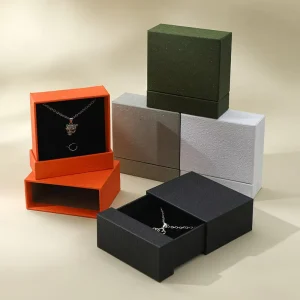 Eco Friendly Recyclable Craft Paperboard Small Custom Black Cotton Filled Rigid Jewelry Box Magnetic Closure Luxury Drawer