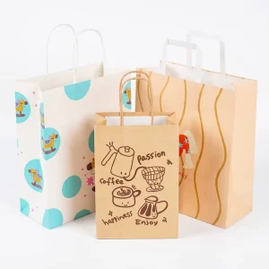 Eco Friendly Recyclable Custom Matte Solid Color Kraft Paper with Handles for Luxury Gift Shopping Bags