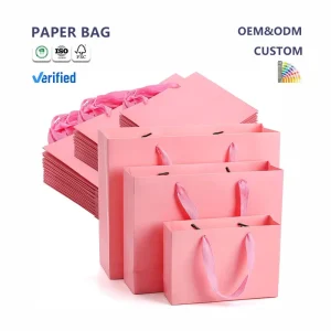 Eco-Friendly Recyclable Paperboard Gift Bags Heat Seal Flexo Printed Light Color Series for Wedding Birthday Party Supplies
