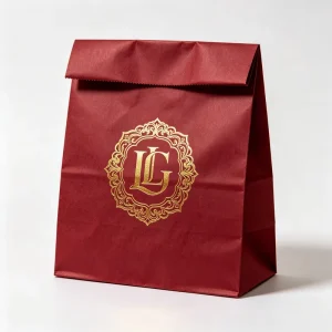 Eco Friendly Recyclable Takeaway Flat Brown Handle Kraft Grocery Customized Paper Bag with Handle