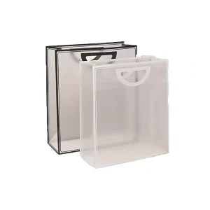 Eco Friendly Recyclable Transparent PP Square Bottom Shopping Bag Offset Printing Hand Handle Custom Logo for Gift Wrap Retail