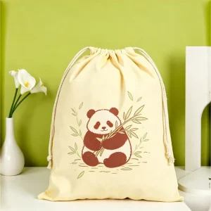 Eco Friendly Recycled Canvas Draw Backpack Reusable Canvas String Bag For Daily Grocery Market Shopping