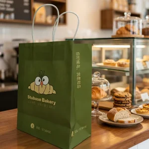 Eco Friendly Recycled Custom Logo Kraft Paper Bag Restaurant Cafe Take Out Shopping Carrier Paper Bag With Handles Bulk Supply