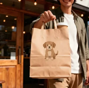 Eco Friendly Recycled Kraft Paper Shopping Bags Ribbon Cotton Rope Handles Durable Reusable Customizable UV Printed