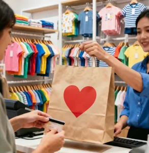 Eco Friendly Recycled Kraft Paper Shopping Bags with Ribbon Cotton Rope Handles Durable Reusable Fresh Keeping Packaging