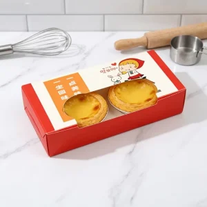 Eco Friendly Recycled Materials Biodegradable Custom Size Greaseproof Food Grade Egg Tart Takeout Folders Paper Boxes