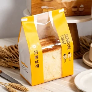 Eco Friendly Recycled White Kraft Digital Printed Takeaway Roasting Bread Bag No Flat Shopping Sugar