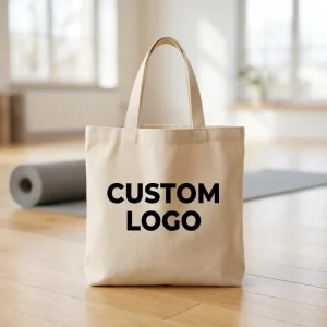 Eco Friendly Reusable 12oz Organic Cotton Heavy Duty Inner Pocket Shoulder Strap Custom Women Tote Bag for Shopping